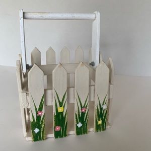 small square wood basket